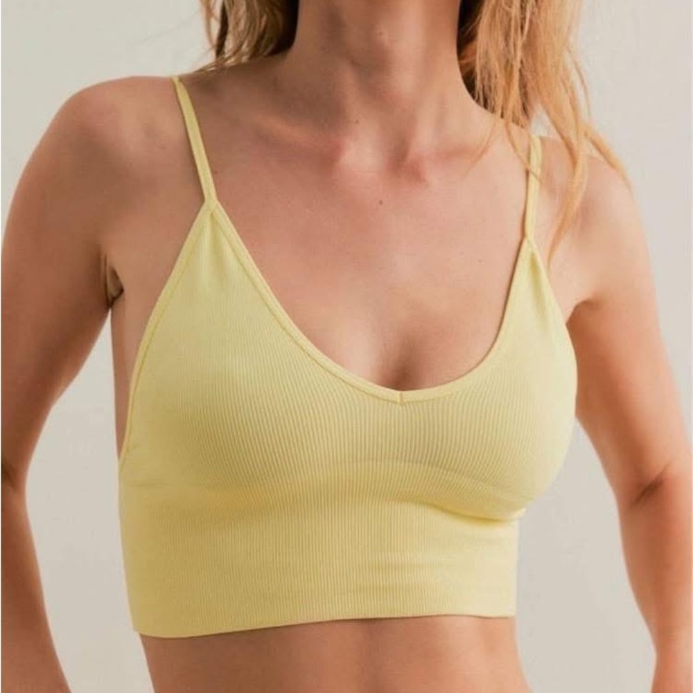 Lemonโ Yellow Ribbed Crop Top new